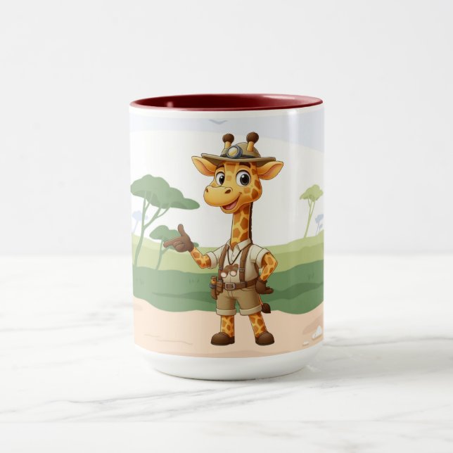 Taza Jirafa Exploradora Adorable en safari (Centro)