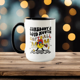 Taza jocoso softbol de boca a boca de mamá arte de pala