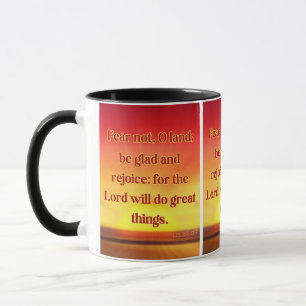 Taza Joel 2:21 KJV Biblia versus Escritura Cristiana Fo