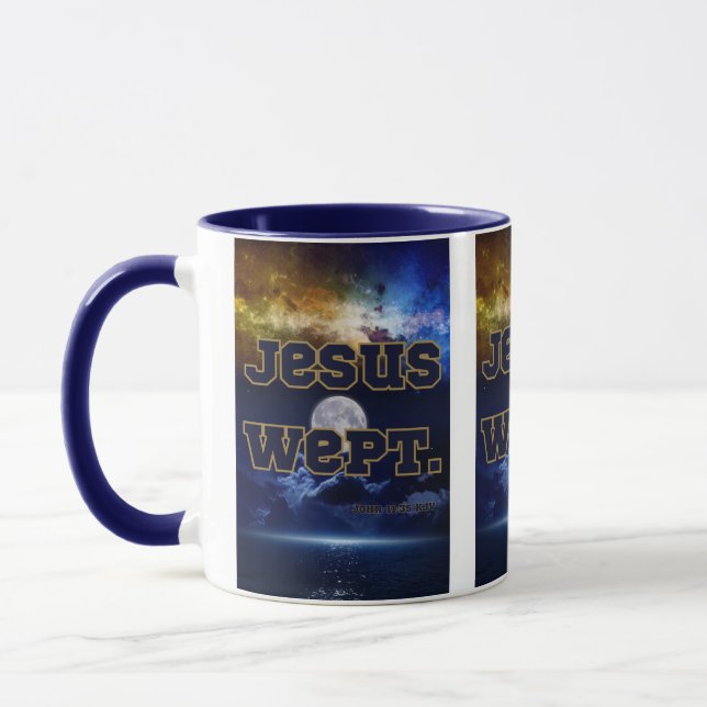 Taza John 11:35 KJV Biblia Verse Pic Two-Tone (Izquierda)