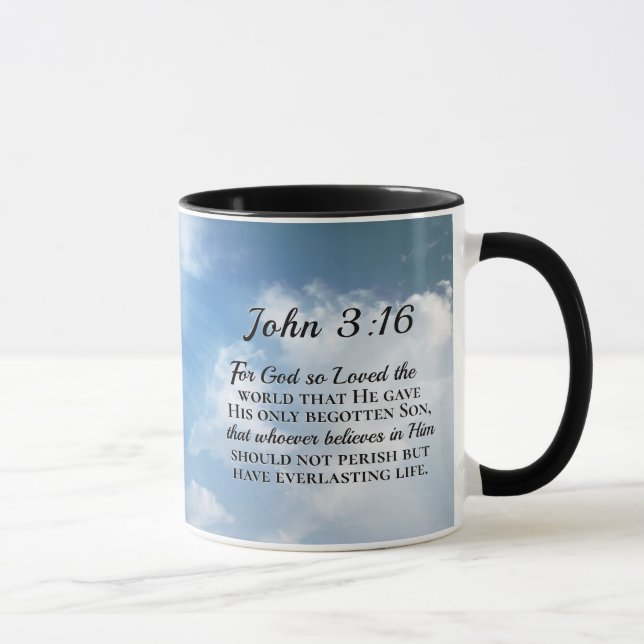 Taza John 3:16 God so Loved the World Wooden Cross (Derecha)