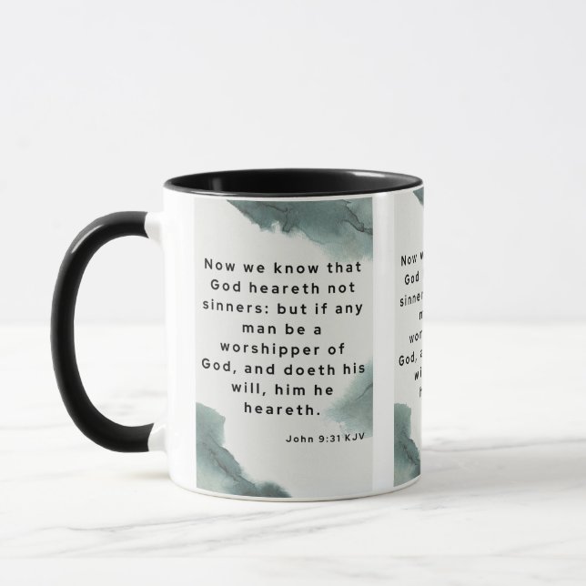 Taza John 9:31 KJV Biblia Verse Pic Mug De Dos Tones (Izquierda)