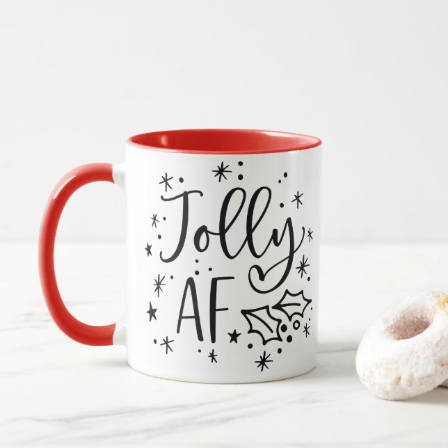 Taza Jolly AF | Navidades divertidos tomando humor (Con donut)