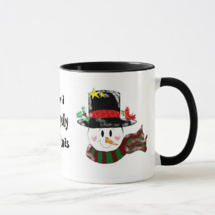 Taza Jolly Snowman en un Gorra negro