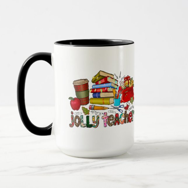 Taza Jolly Teacher Navidades Personalized Mug (Izquierda)
