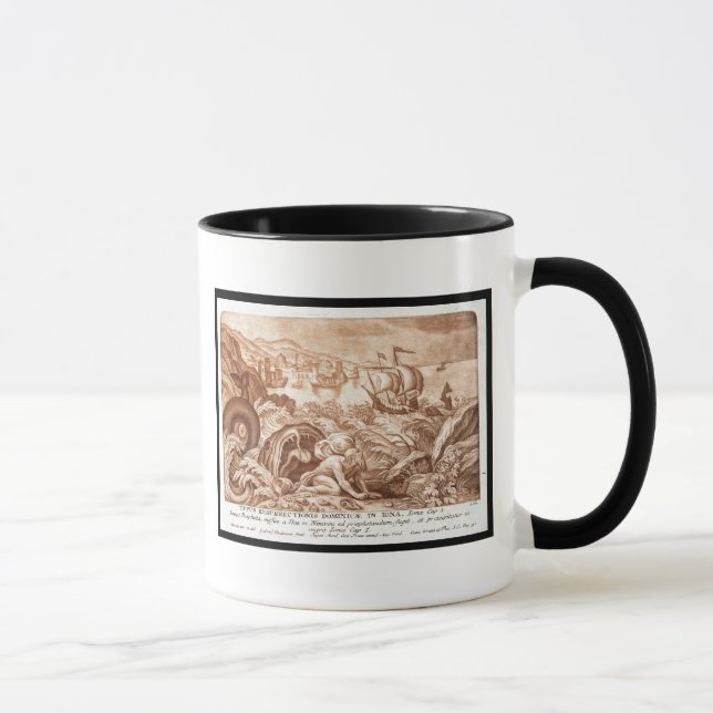 Taza Jonah y la ballena, ilustracion de una biblia, en (Derecha)