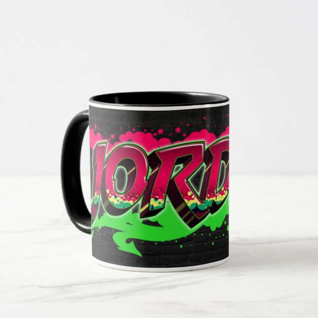 Taza Jordan Vorname Name Graffiti red green Tasse (Anverso izquierdo)