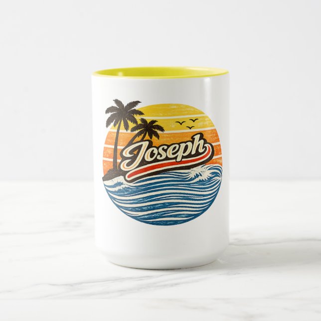 Taza Joseph Retro Sunset Name Design (Centro)