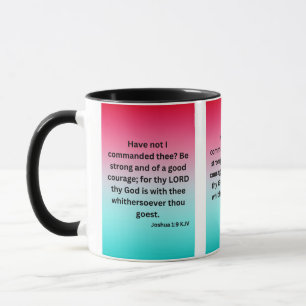 Taza Joshua 1:9 KJV Biblia Scripture Pic 2-Tone Mug