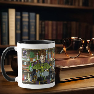 Taza Joven Biblioteca de Libros de Fantasía de Brujos D