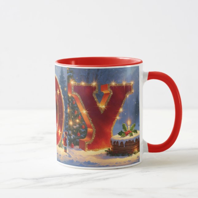 Taza JOY Christmas Mug - Festive Joy Holiday Coffee Mug (Derecha)