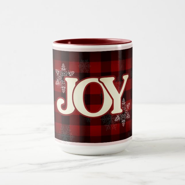 Taza JOY de los Navidades Elegante Red Buffalo plaid (Centro)