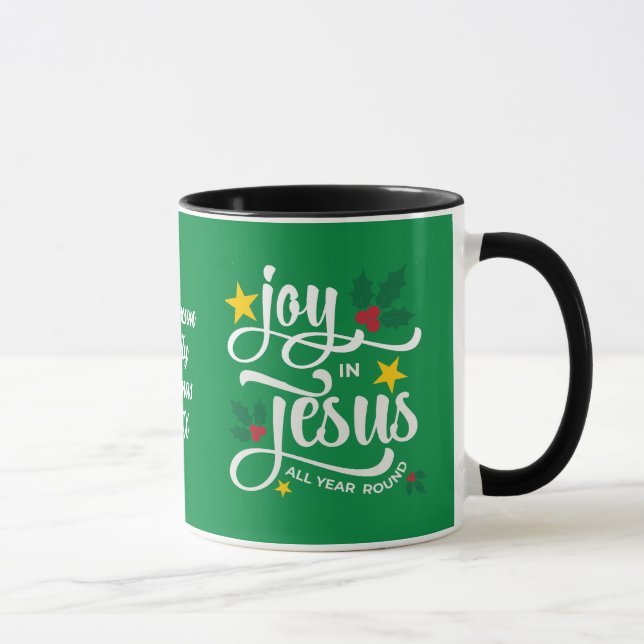 Taza Joy in Jesus Christian Christmas Family Name  (Derecha)