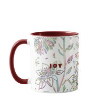 Joy Love Peace Maroon Mug de dos tonos