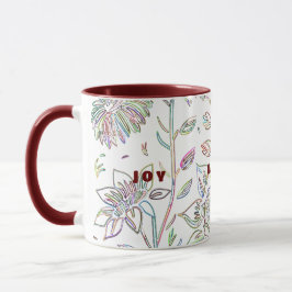 Taza Joy Love Peace Maroon Mug de dos tonos