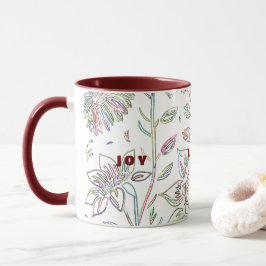 Taza Joy Love Peace Maroon Mug de dos tonos