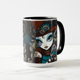 Taza Joyas y ángel de Vern Steampunk con el familiar