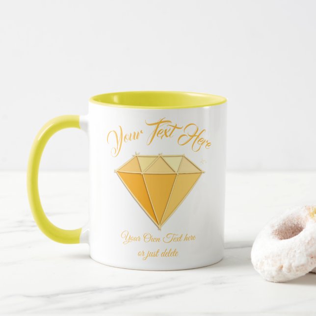 Taza Joyería de Gemstone de Diamante Amarillo. boda de  (Con donut)