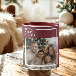 Taza Joyful Merry Blessed Christmas Photo Custom 
