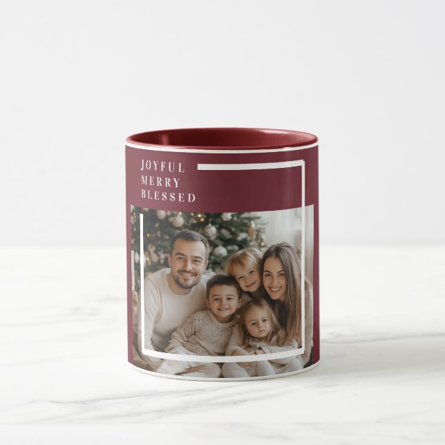 Taza Joyful Merry Blessed Christmas Photo Custom  (Centro)