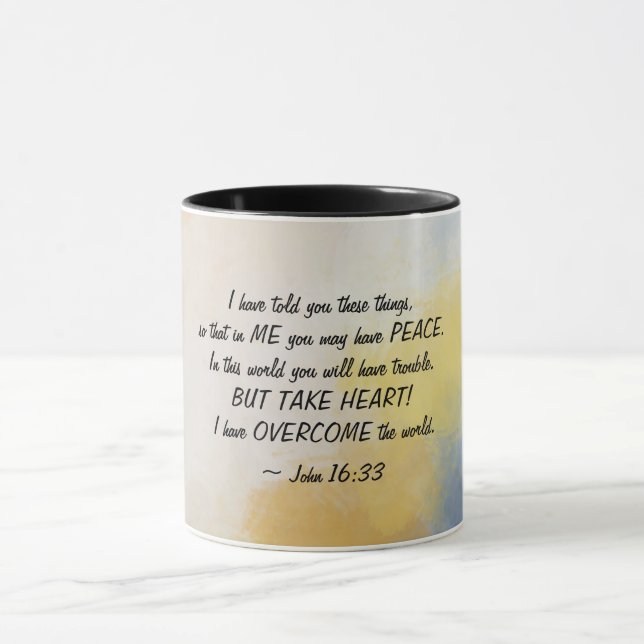Taza Juan 16:33 He superado al mundo (Centro)