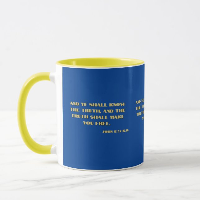 Taza Juan 8:32 Escritura Biblia Verse 2 Mug de dos tono (Izquierda)