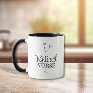 Taza Jubilación de enfermera con estetoscopio lindo