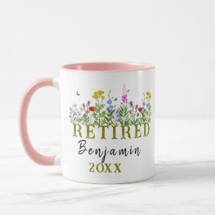 Taza Jubilación de flores silvestres personalizadas, fl