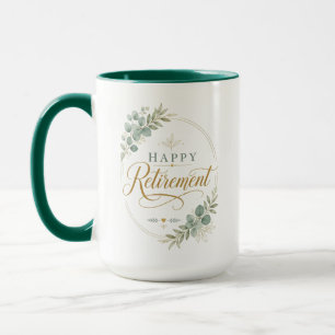Taza Jubilación Feliz Personalizada Elegante Botánica