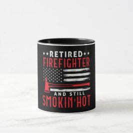 Taza Jubilación retirada de bomberos línea roja delgada