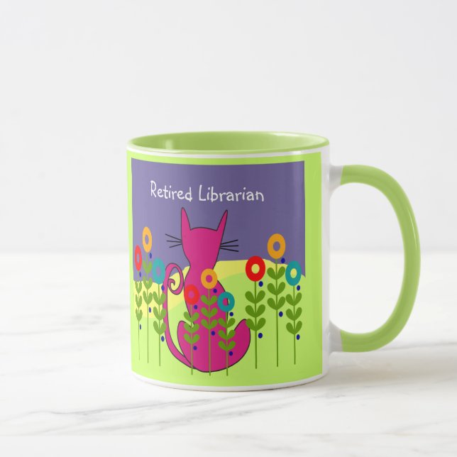 Taza jubilada del gato del bibliotecario (Derecha)