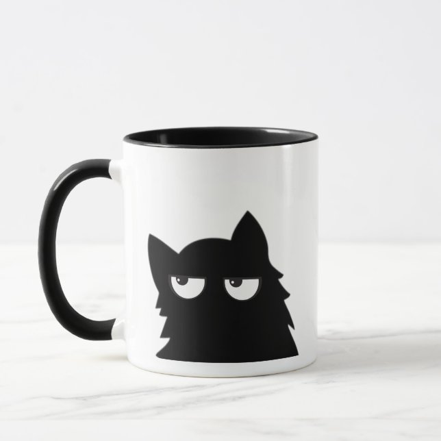 Taza Judging Black Cat Funny Minimal Cat Design (Izquierda)