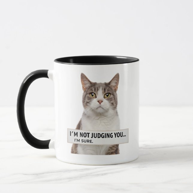 Taza Judging Cat Sarcastic Quote Minimal Art (Izquierda)