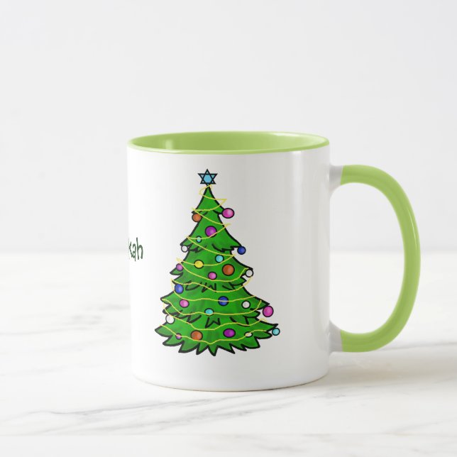 Taza judía de Chrismukkah del árbol de navidad (Derecha)