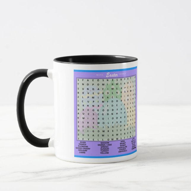 Taza Juego de búsqueda de palabras de vacaciones de Pas (Izquierda)