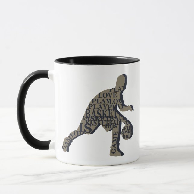 Taza jugador de baloncesto goteando con texto de cuerpo (Izquierda)