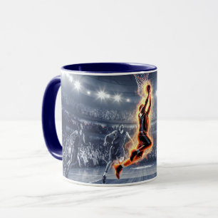 Taza Jugador de básquetbol con porra de fuego