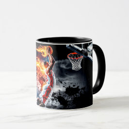 Taza Jugador de básquetbol con porra de fuego #4