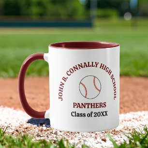 Taza Jugador de béisbol de escuela secundaria granate p