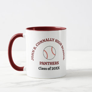 Taza Jugador de béisbol de escuela secundaria granate p