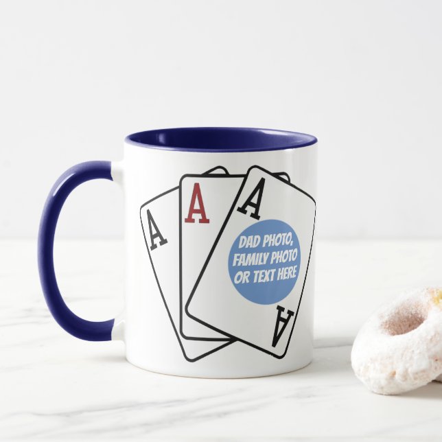 Taza Jugador de cartas personalizado, póquer foto de tr (Con donut)