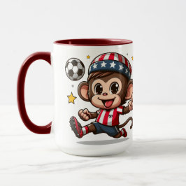 Taza Jugador de fútbol de monos Feliz