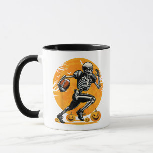 Taza Jugador de fútbol esqueleto de Halloween corriendo