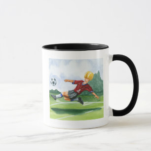 Taza Jugador de fútbol patea una pelota de Jay Throckmo