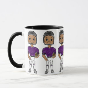 Taza jugador de fútbol retro vintage morado negro simpl
