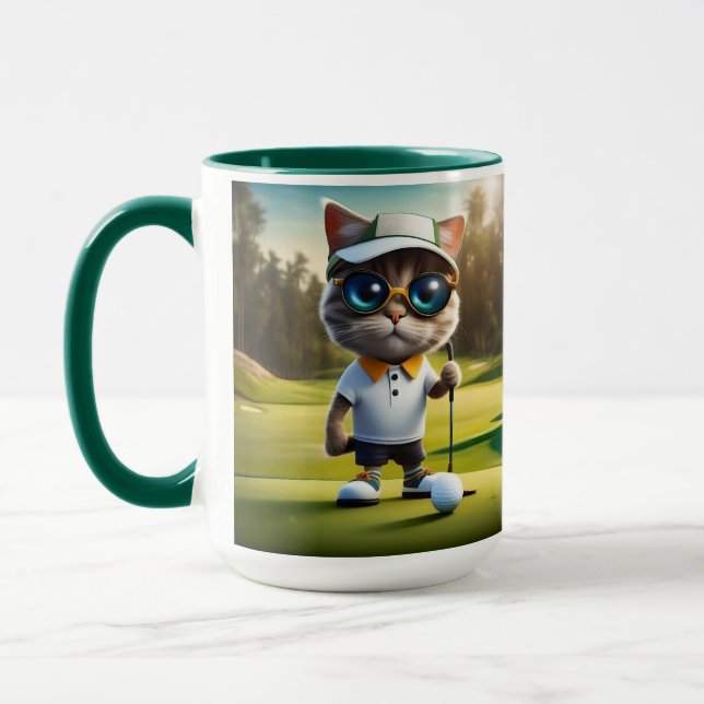 Taza Jugador De Golf Gato Divertido, (Izquierda)