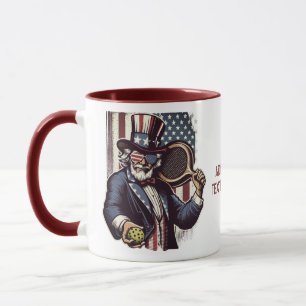 Taza Jugador de Pickleball Patriota Regalo Bandera de E