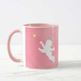 Taza Jugador De Tenis Rosa Y Cupido Con Texto