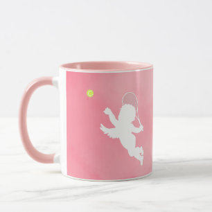 Taza Jugador De Tenis Rosa Y Cupido Con Texto