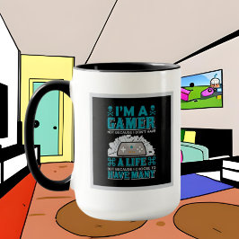 Taza jugador gracioso agregar arte de palabra monograma